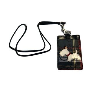 Coach Plaid Scottish Terrier Dog ID Badge Lanyard Rare F62013